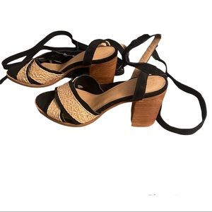 Bettye by Bettye Muller Woven Rafia And Textile Lace Up Sandal